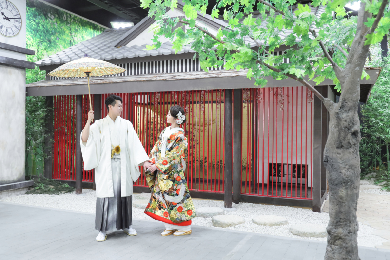 和室のそとで！