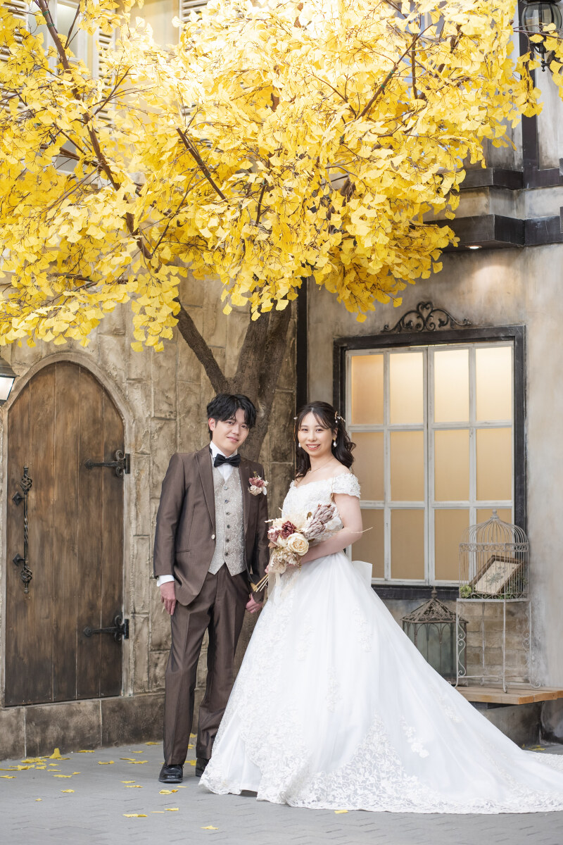 大きなイチョウの木の下で