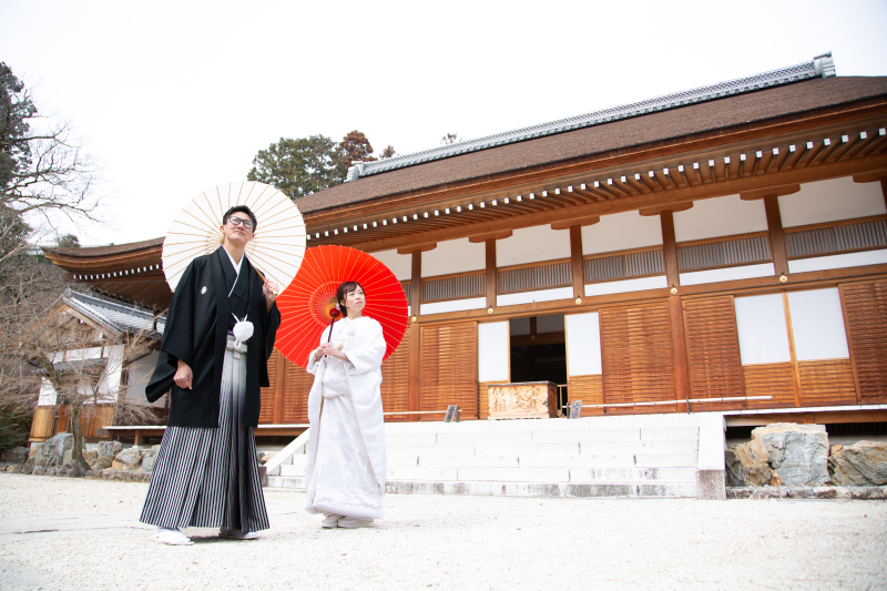 最後はお寺をバックに