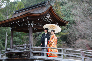 美しい庭園のあるお寺で