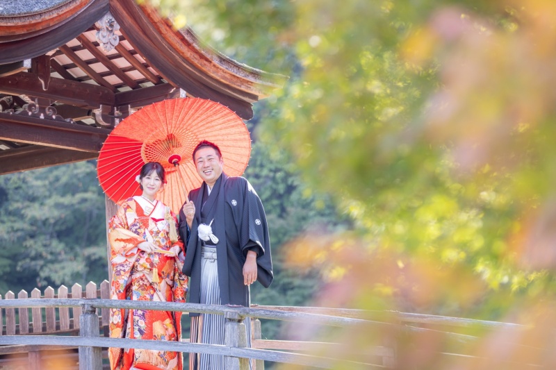 秋色の虎渓山永保寺で届ける♪笑顔いっぱい賑やか和装ロケーションフォト