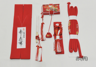 和装アレンジ【５点セット】赤・柄入り