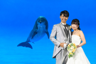 和装スタジオと水族館でのフォトウェディング