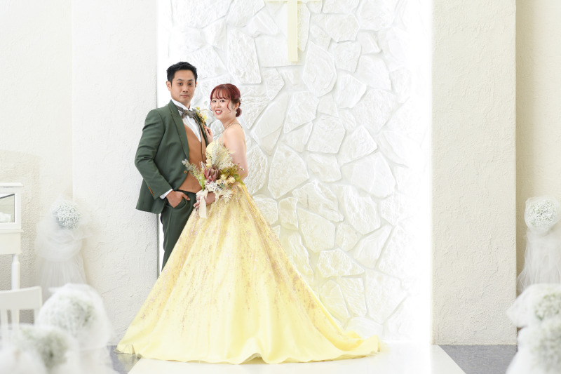 カラードレスでチャペル 撮影