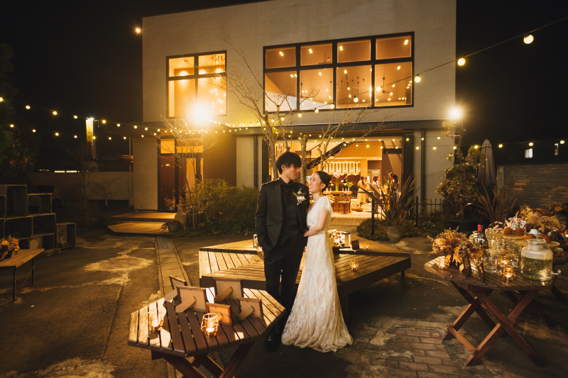 ドラマチックなナイトフォトウェディング