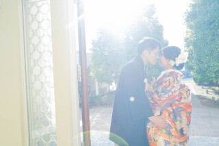 チャペルで和装撮影