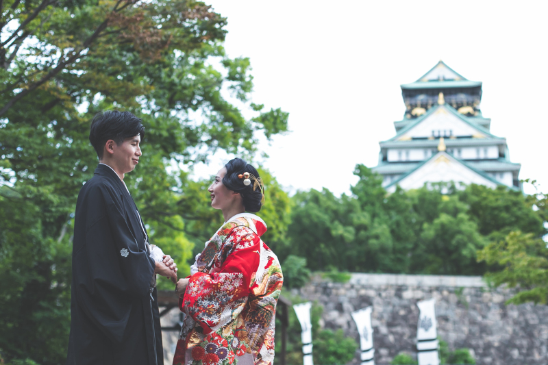 大阪城公園で和装ロケフォト