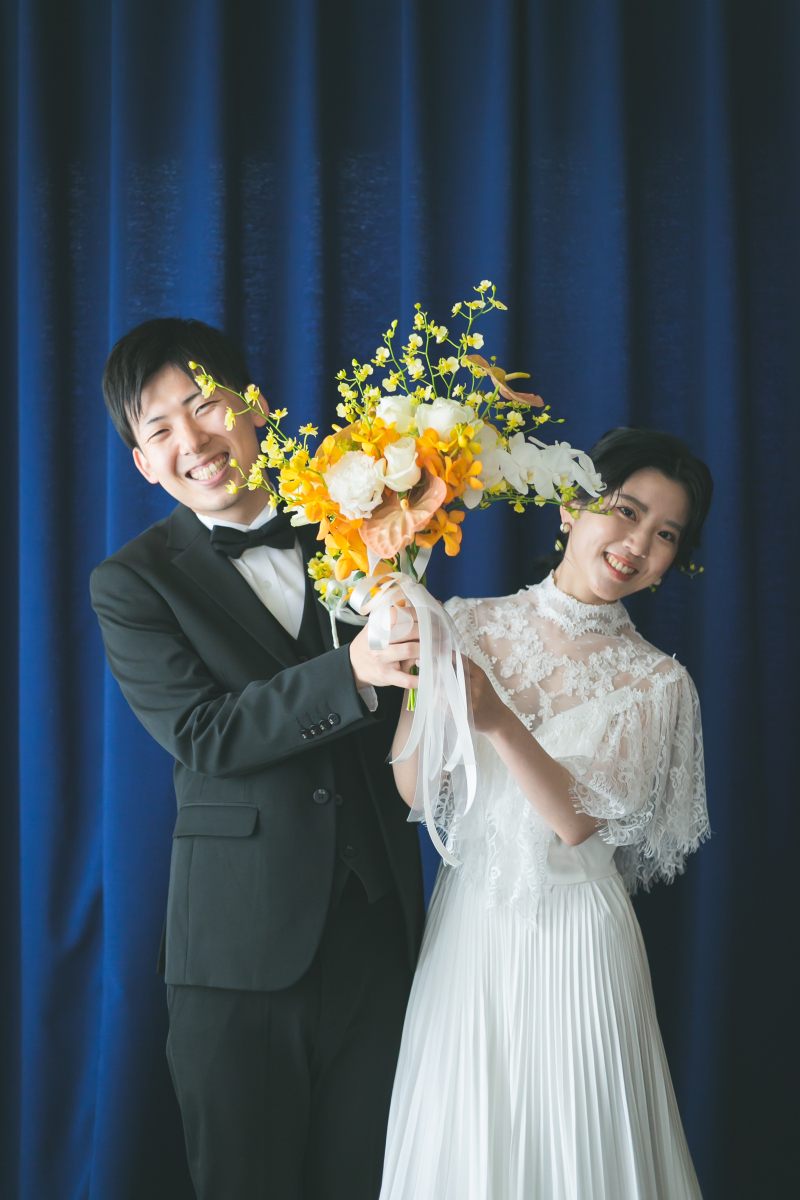 ボリュームのあるブーケを使って