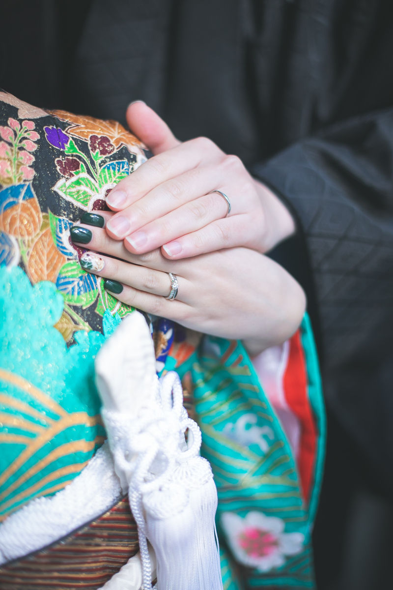 お着物の柄をいかして 華やかに