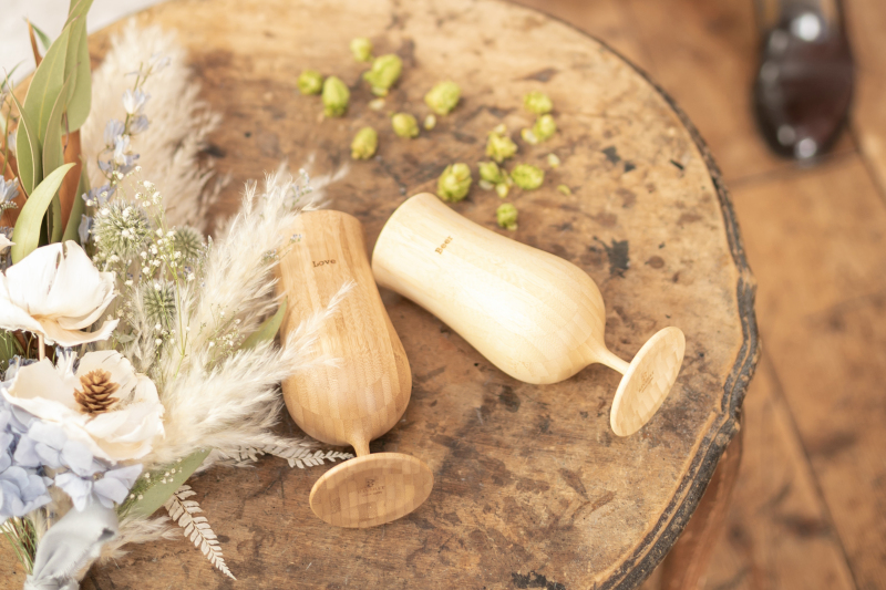ご友人様にお祝いでもらったビアグラスと一緒に♪