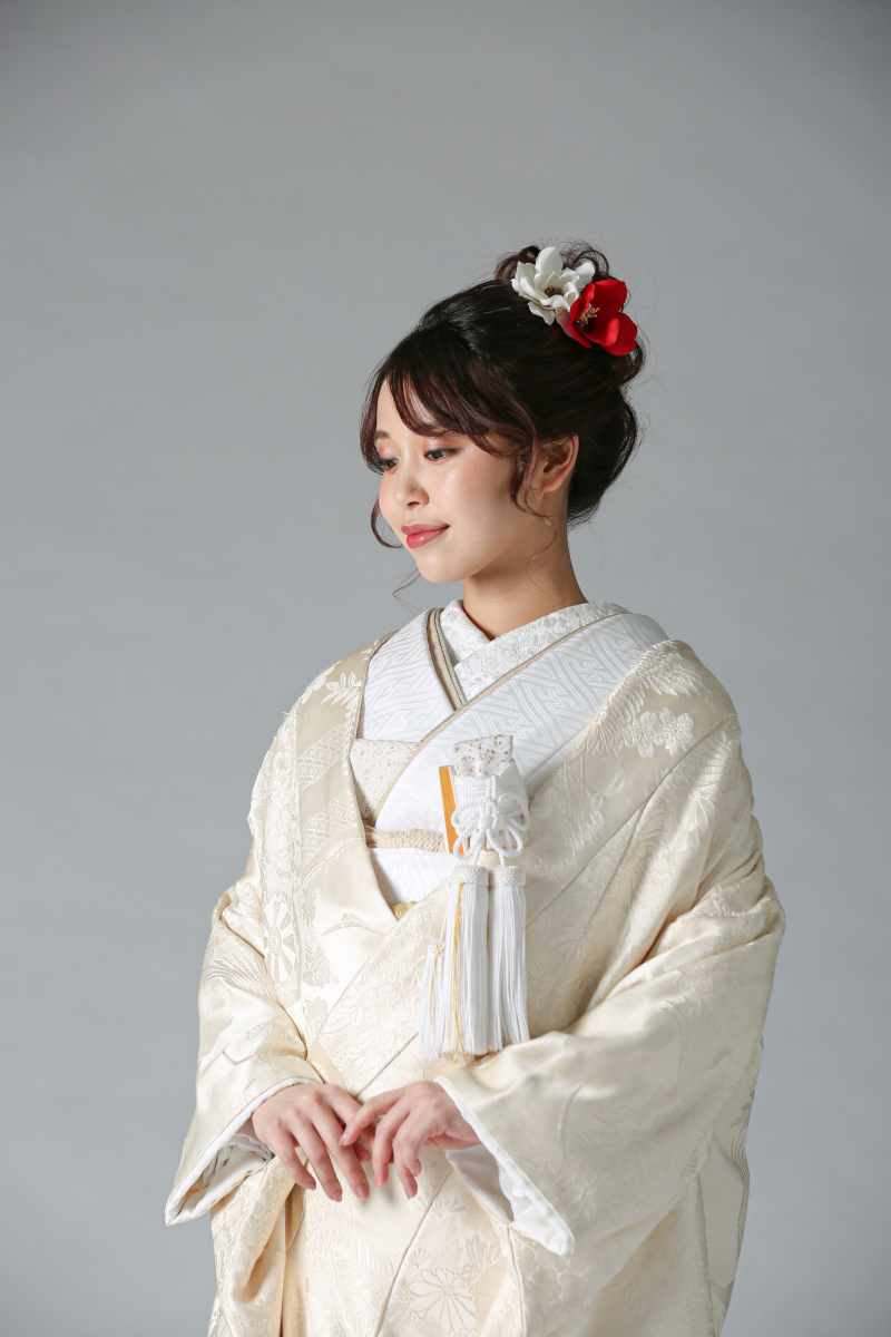 鶴・花 (生成り) WU00002