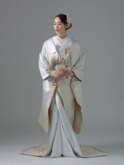 銀地針松に飛翔鶴 WU00176