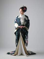 紺地赤花図 IU00622