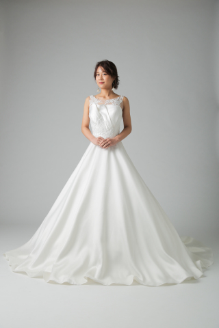 胸元タックミカドサテンAライン（WD00384）