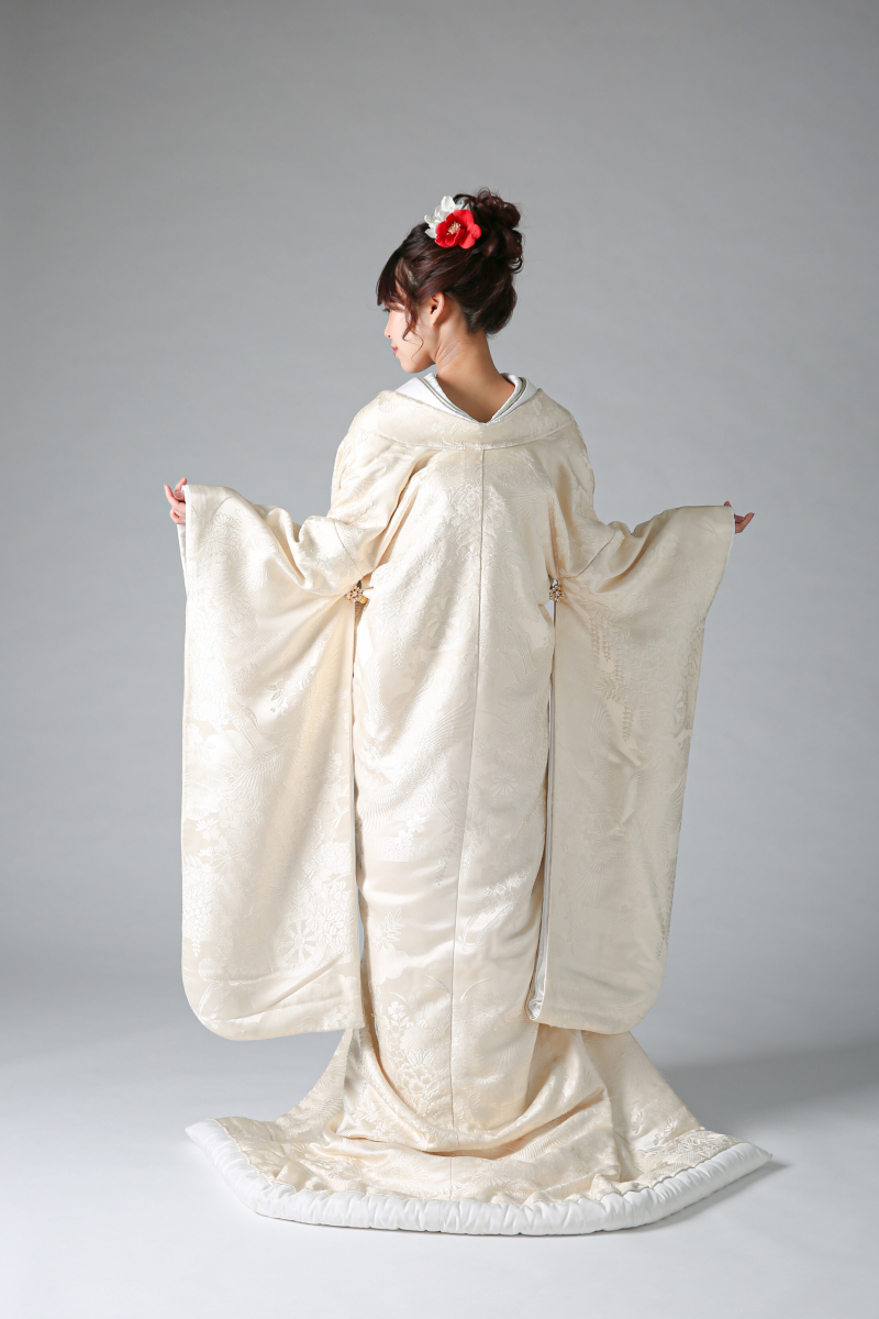 鶴・花 (生成り) WU00002