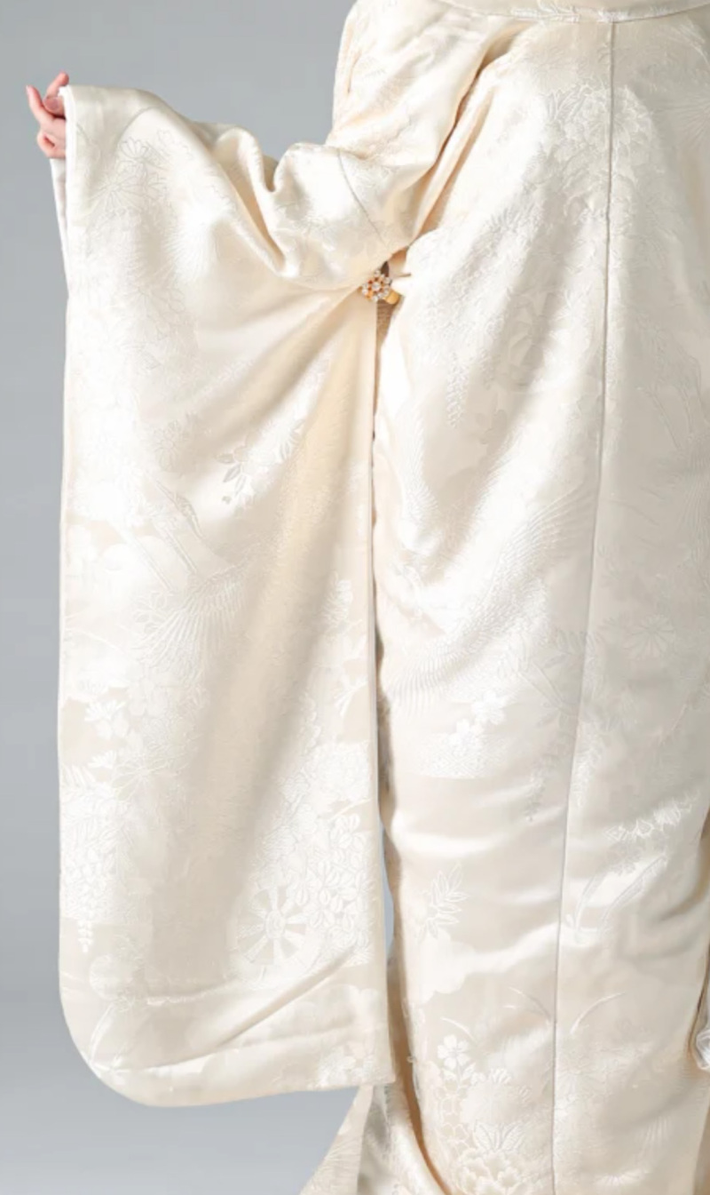 鶴・花 (生成り) WU00002