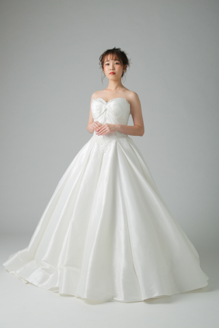 胸元リボンミカドサテンAライン（WD00354）