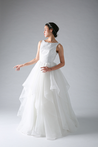 ノースリーブ背中開きフリルドレス（WD00359）