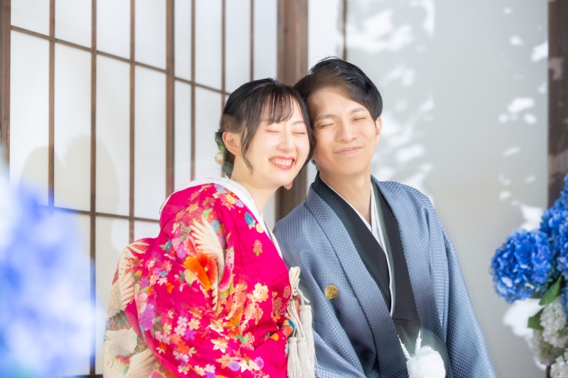 紫陽花と一緒に