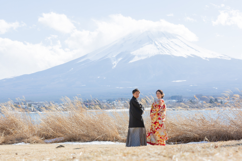 大きな富士山をバックに！