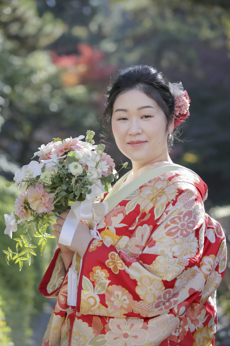 生花とパシャリ。