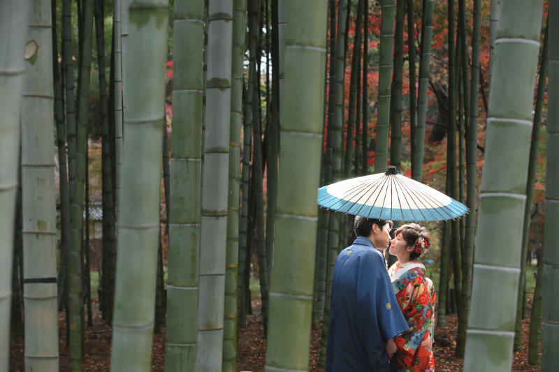 竹と紅葉でしっとりと