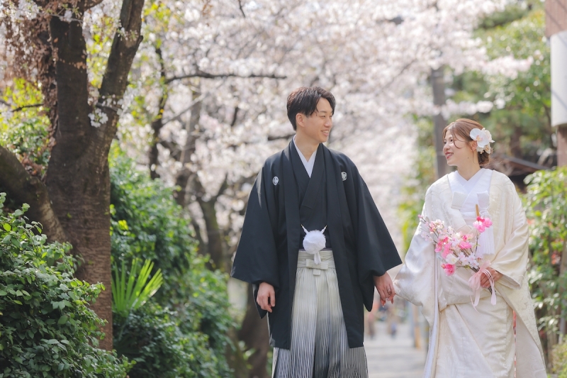 桜と和装ロケーション