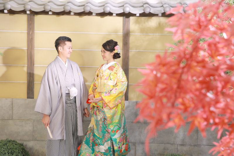 紅葉と一緒に。