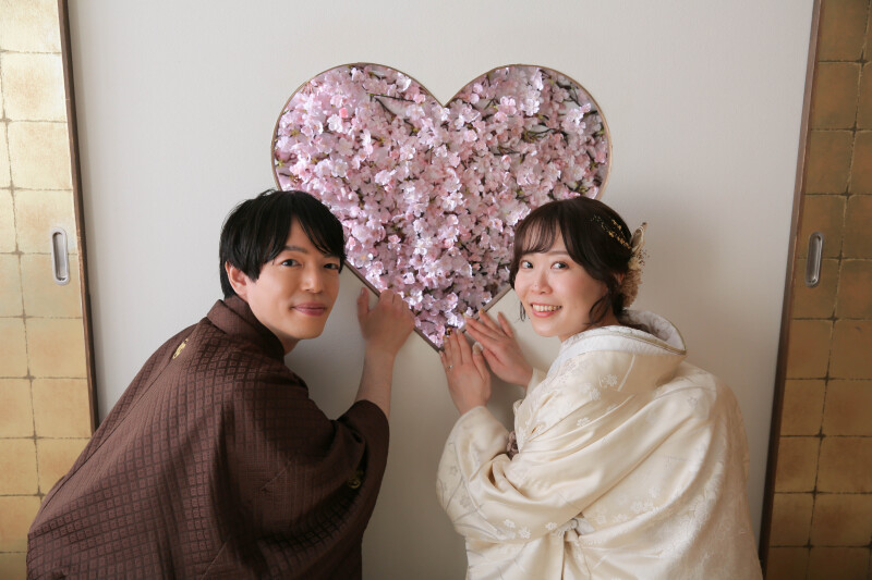 屋内庭園ならではのハートの桜♡