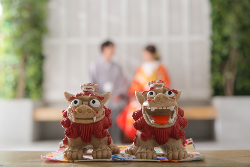 お持ち込み小物のシーサーと。