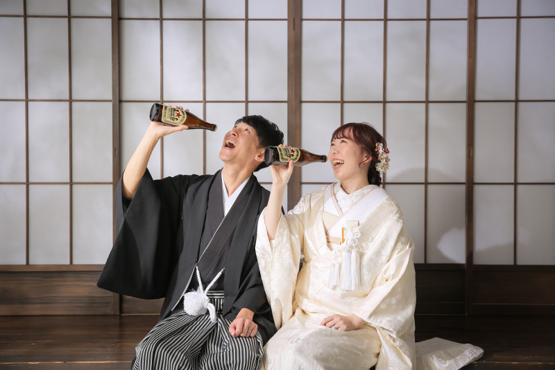 縁側でがぶ飲み