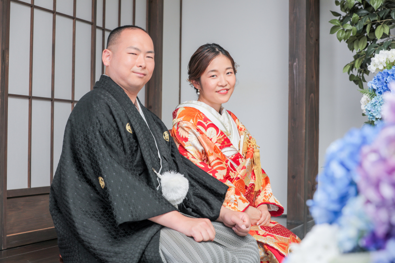 紫陽花と一緒に