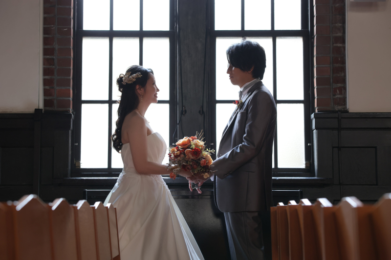 ブーケを持って