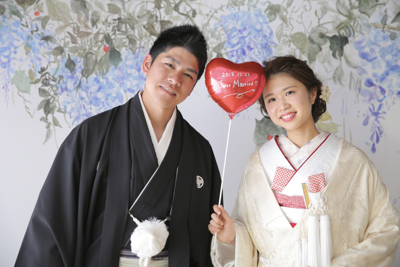 ハート型バルーンとお二人