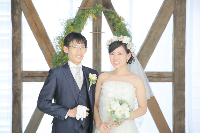 チャペルの前でキッチリと。