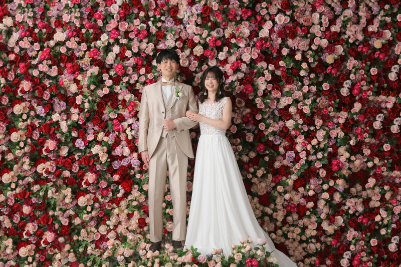 バラの花畑で