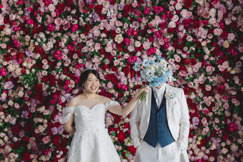 最後は薔薇背景で