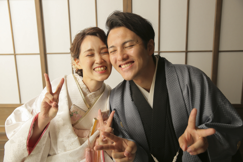 ダブルピースしました