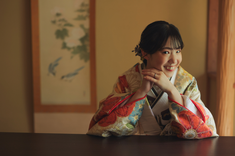 とてもかわいらしい笑顔の新婦さん