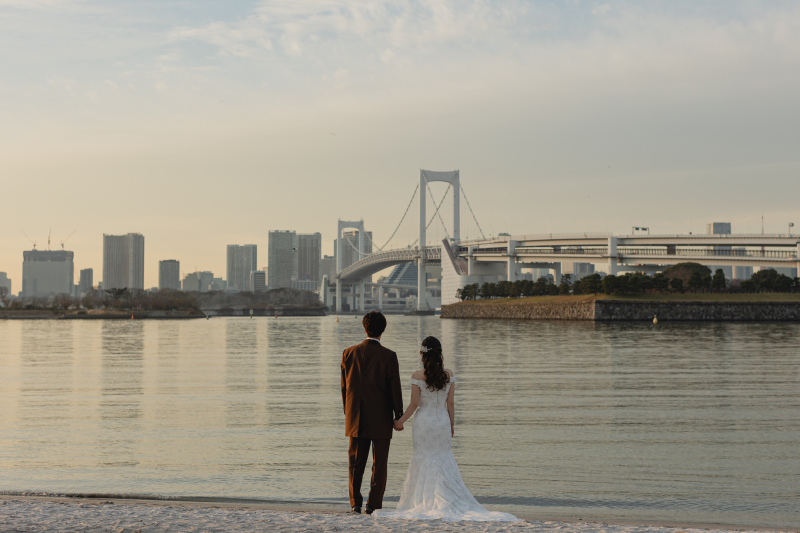 和装はハウススタジオ、洋装はお台場で。