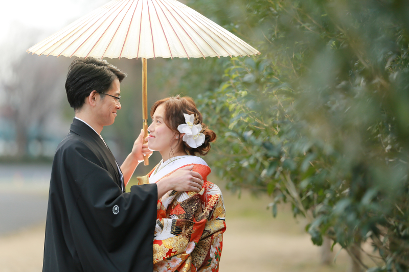 傘とライトを使って