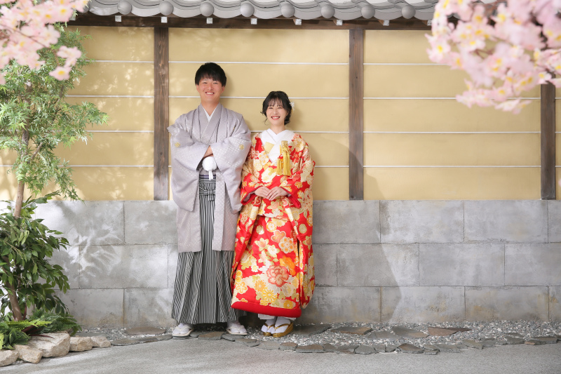 お式に合わせて桜で撮影！