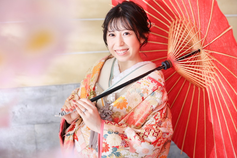 新婦様の和傘ショット