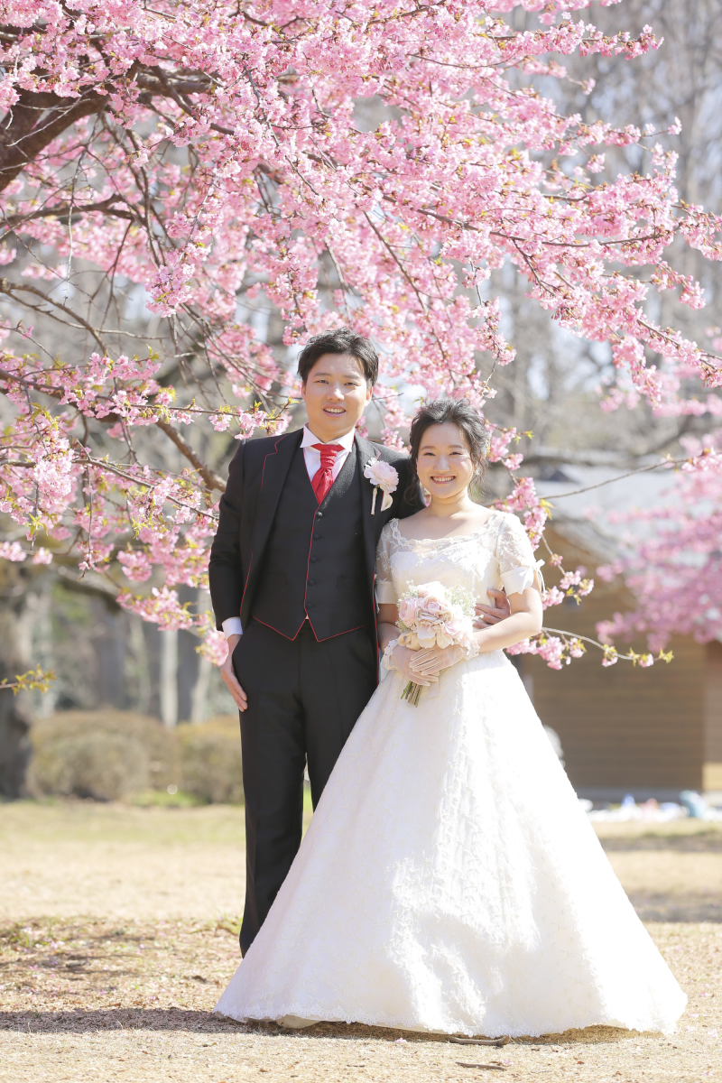 桜の木の下で仲良く！