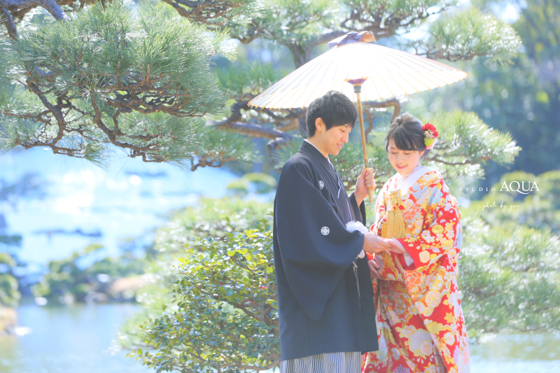 「雪の積もる清澄庭園」
