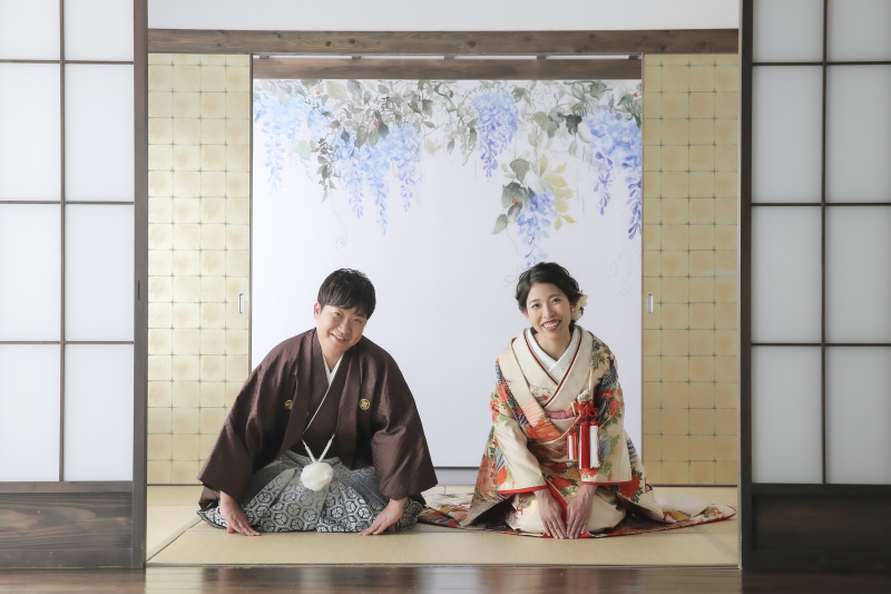 藤の花の背景で