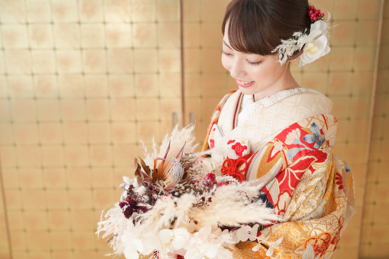 和装とドライフラワー