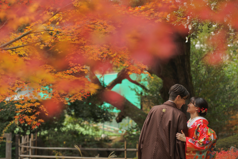 紅葉に囲まれて