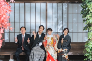 屋内庭園で2着撮影！