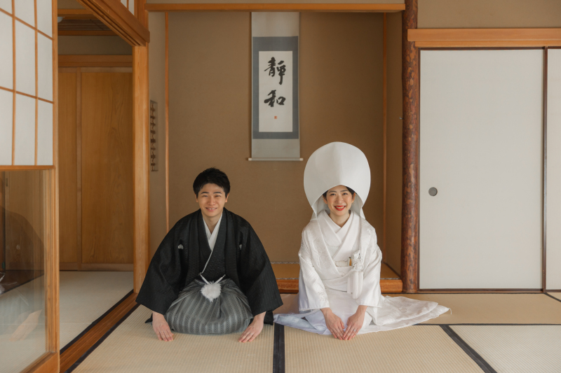 お茶室でも撮影可能！綿帽子をかぶって